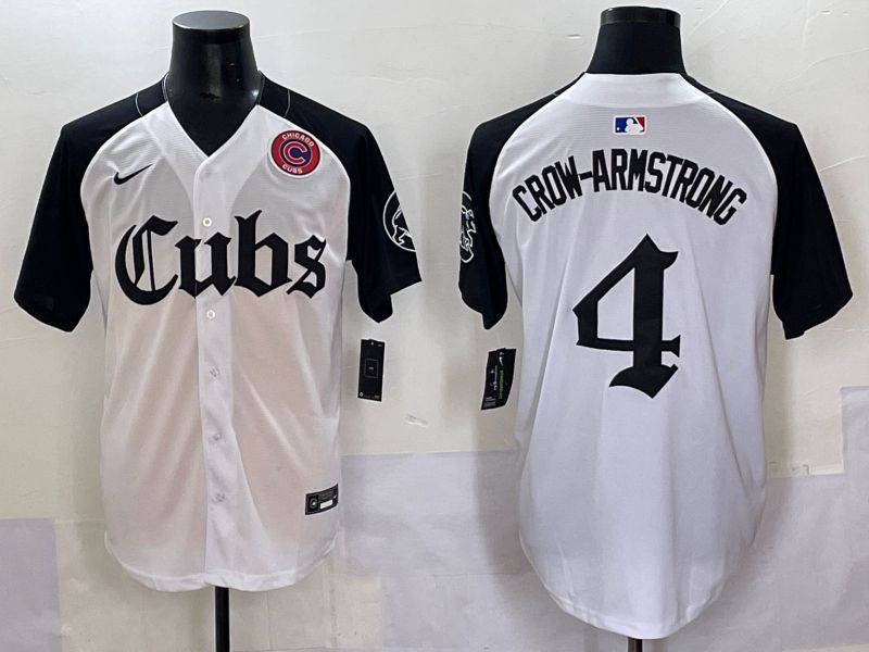 Men 2025 Chicago Cubs #4 Crow-Armstrong white black Five generations Joint Name Nike MLB Jersey style 9->chicago cubs->MLB Jersey